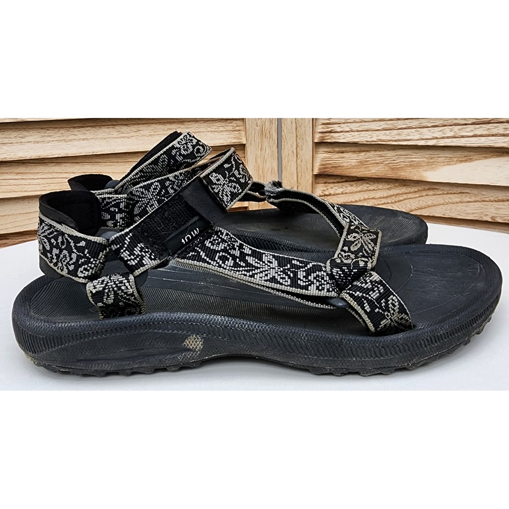 Teva Sz 10 Black Floral Synthetic Sport Sandals Hurricane Resort Vacation Beach